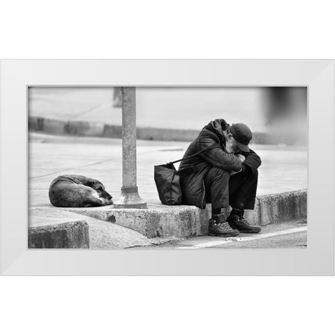 Two Friendly...! White Modern Wood Framed Art Print by Kasim, Murat
