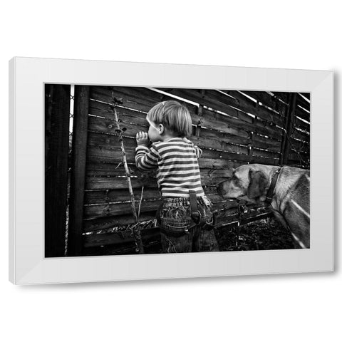 The World From Behind The Fence White Modern Wood Framed Art Print by Strzelecka, Monika