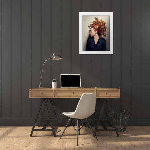 Autumn White Modern Wood Framed Art Print by Lazarov, Dimitar