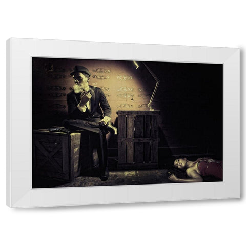 Killing Me Softly White Modern Wood Framed Art Print by Hardibudi