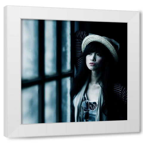 Love Me Blue White Modern Wood Framed Art Print by Kisworo, Sebastian