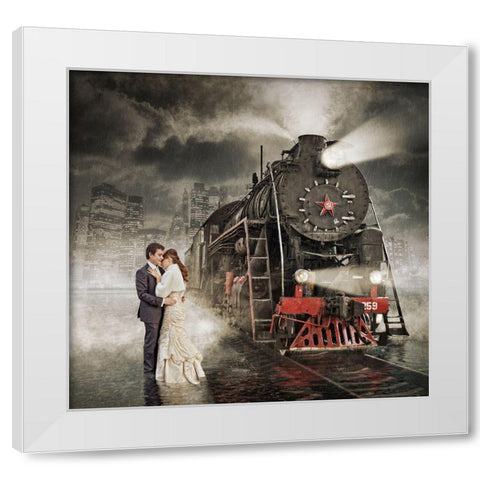 Rain White Modern Wood Framed Art Print by Laudin, Dmitry
