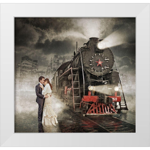 Rain White Modern Wood Framed Art Print by Laudin, Dmitry