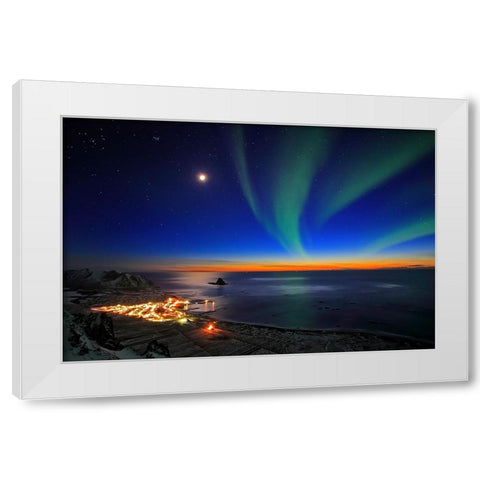 Sunset At Bleik White Modern Wood Framed Art Print by Samuelsen, Roy