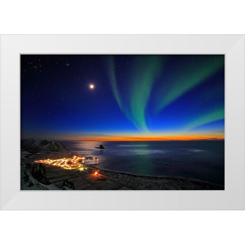Sunset At Bleik White Modern Wood Framed Art Print by Samuelsen, Roy
