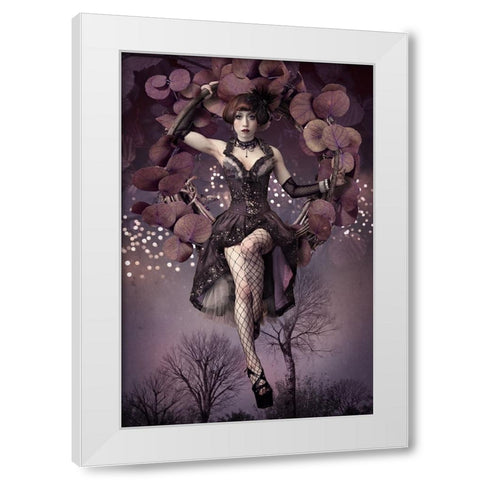 Night Aerial Girl White Modern Wood Framed Art Print by Murakami, Kiyo