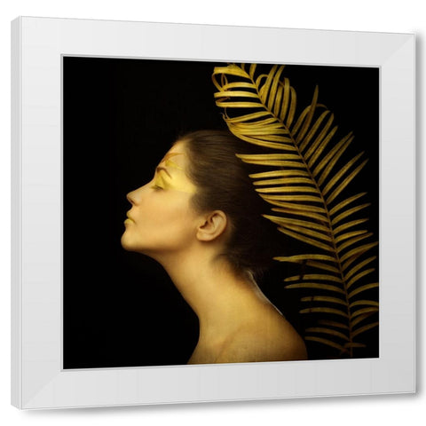 Leaf White Modern Wood Framed Art Print by Tonov, Ivan