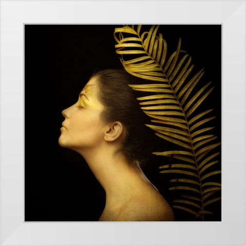 Leaf White Modern Wood Framed Art Print by Tonov, Ivan