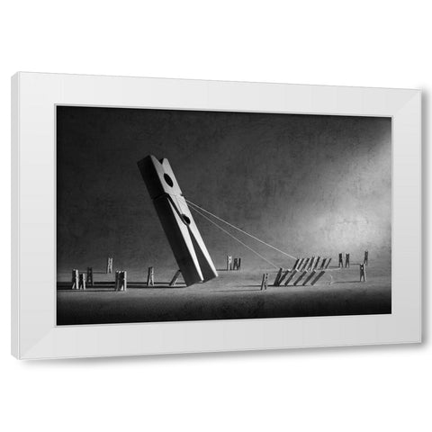 To Erect A Monument White Modern Wood Framed Art Print by Ivanova, Victoria