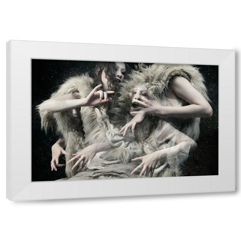 Wolf Daughters White Modern Wood Framed Art Print by Murakami, Kiyo