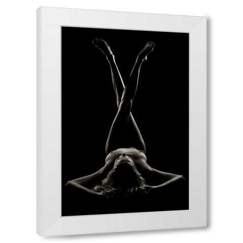 Girl In Shadow And Light 1 White Modern Wood Framed Art Print by Knudsen, Henrik