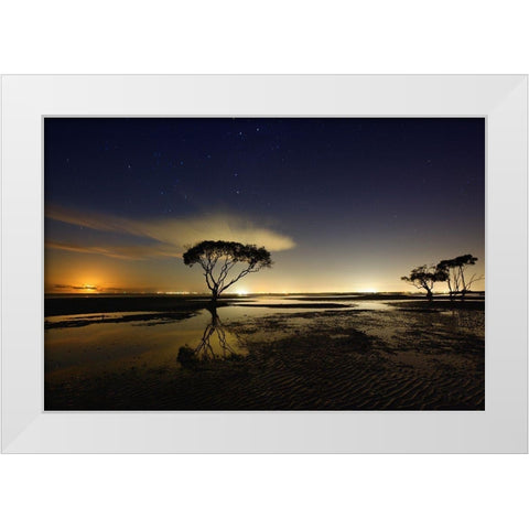 Moonrise White Modern Wood Framed Art Print by Brackstone, Mel
