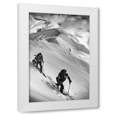 Ski Mountaineering . . White Modern Wood Framed Art Print by Rumansky, Matej
