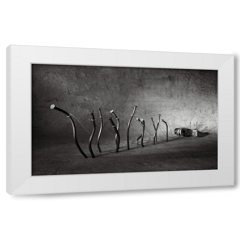 Barge Haulers White Modern Wood Framed Art Print by Ivanova, Victoria