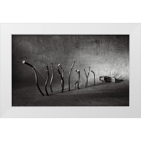 Barge Haulers White Modern Wood Framed Art Print by Ivanova, Victoria