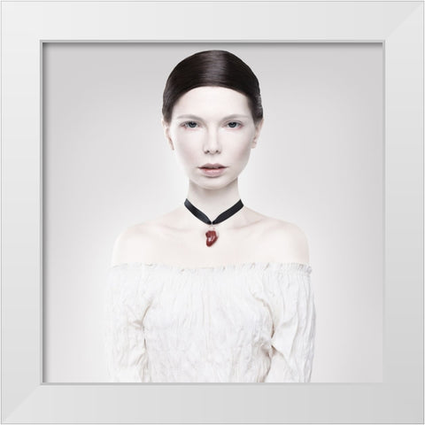 Heart White Modern Wood Framed Art Print by Katiev, Vladimir