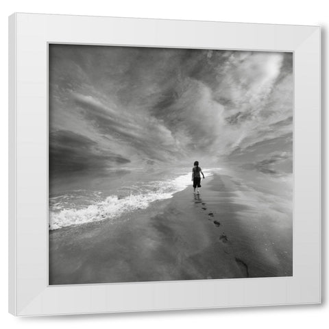Limitless White Modern Wood Framed Art Print by Barbu, Floriana