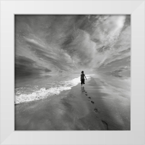 Limitless White Modern Wood Framed Art Print by Barbu, Floriana