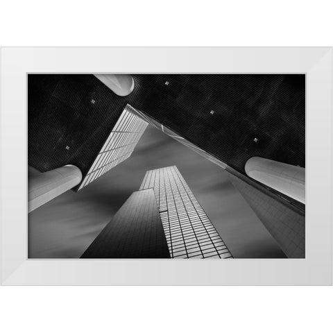 Meeting Of Shapes White Modern Wood Framed Art Print by Van Den, Jef
