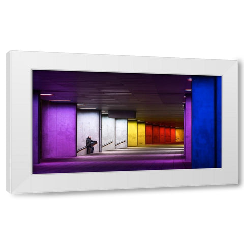 Rainbow White Modern Wood Framed Art Print by piXXelpark