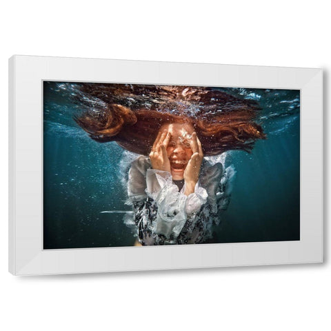 Cry White Modern Wood Framed Art Print by Laudin, Dmitry
