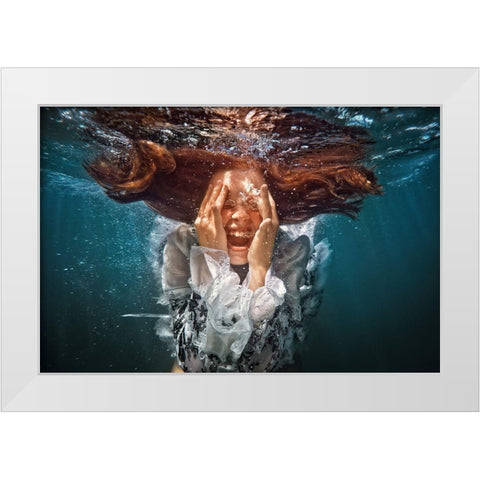 Cry White Modern Wood Framed Art Print by Laudin, Dmitry