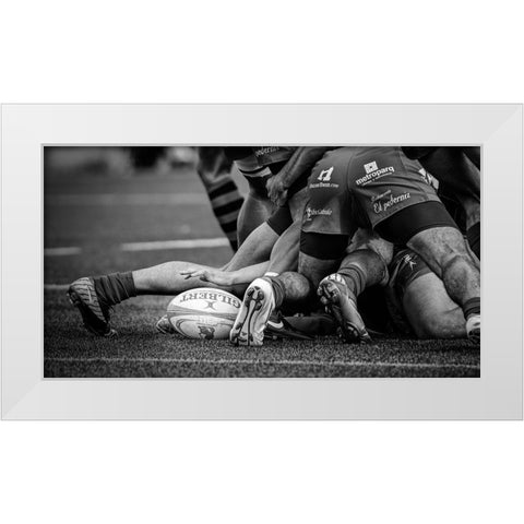 Rugby White Modern Wood Framed Art Print by March, Cesar