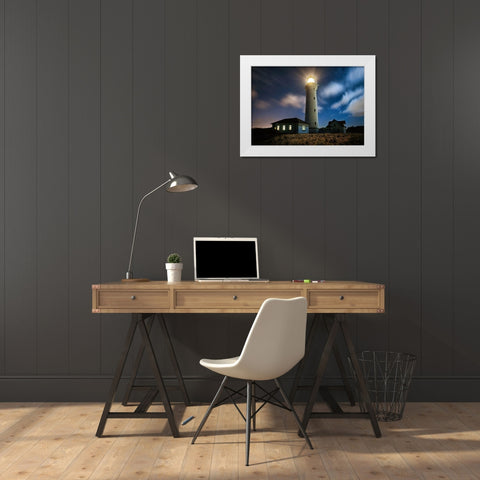 The Lighthouse White Modern Wood Framed Art Print by Keller