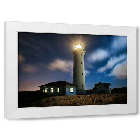 The Lighthouse White Modern Wood Framed Art Print by Keller
