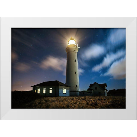 The Lighthouse White Modern Wood Framed Art Print by Keller
