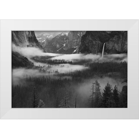 Fog Floating In Yosemite Valley White Modern Wood Framed Art Print by Zeng, Hong