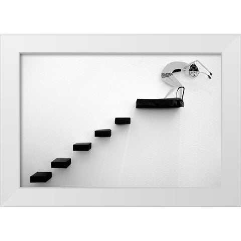 In The Swimming Pool White Modern Wood Framed Art Print by Azevedo, Olavo
