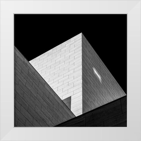 Triangles White Modern Wood Framed Art Print by Ghesquiere, Hilde