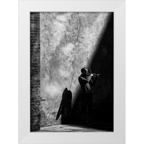 While The Shadow Comes White Modern Wood Framed Art Print by Mencacci, Mario