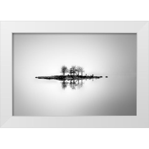 The Floating Island White Modern Wood Framed Art Print by Markova, Albena