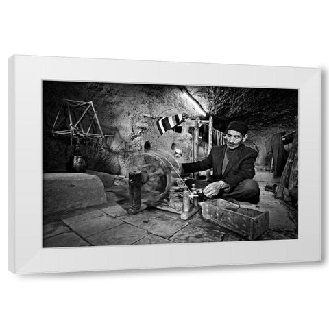 Aba Texture White Modern Wood Framed Art Print by Momeni, Mohammadreza