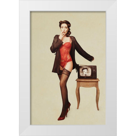 Pin Up Girl Ii White Modern Wood Framed Art Print by Peeters, Bart
