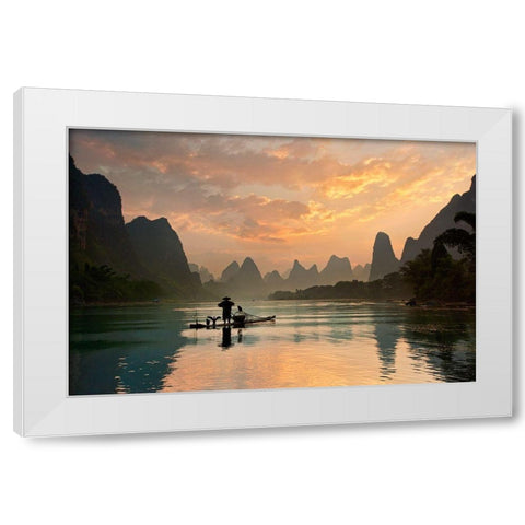 Golden Li River White Modern Wood Framed Art Print by Zhang, Yan