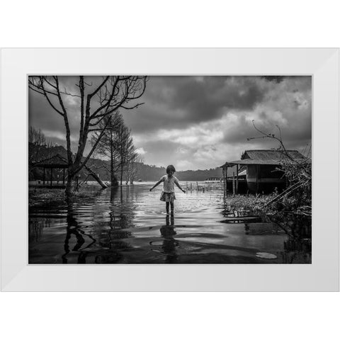 Alone White Modern Wood Framed Art Print by Song, Gunarto