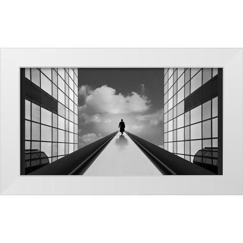 Walking To The Light White Modern Wood Framed Art Print by Van Den, Jef
