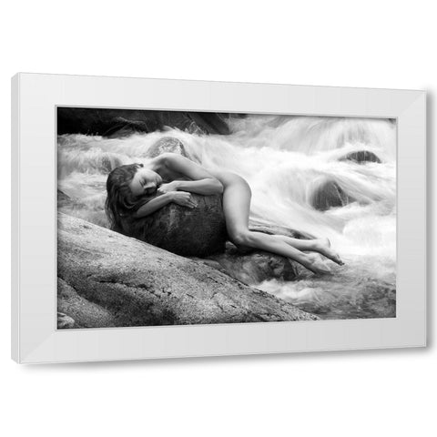 Whispering Of The River White Modern Wood Framed Art Print by Birkhofer, Bruno