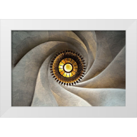Torsional White Modern Wood Framed Art Print by Koga, Hiroaki