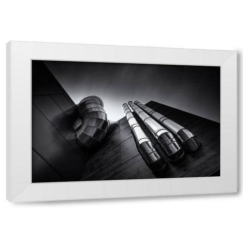 Pipes White Modern Wood Framed Art Print by Gamiz, Andres