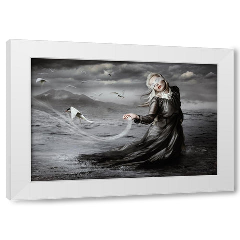 No Eye Can See The Pattern White Modern Wood Framed Art Print by Allen, KT