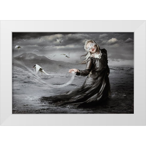 No Eye Can See The Pattern White Modern Wood Framed Art Print by Allen, KT