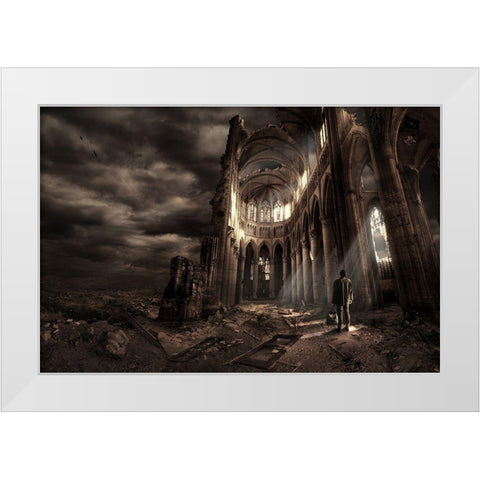 Faith White Modern Wood Framed Art Print by Kiciak, Christophe