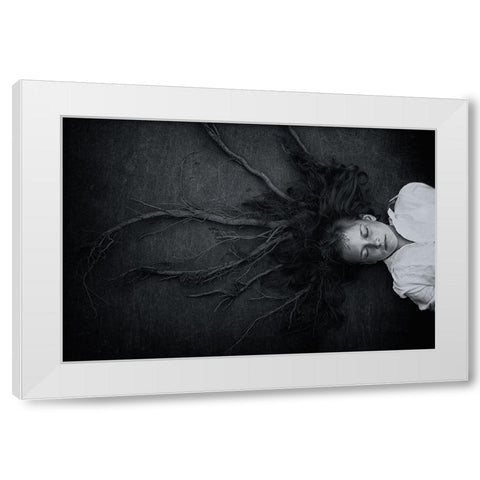 Roots White Modern Wood Framed Art Print by Delrue, Mirjam