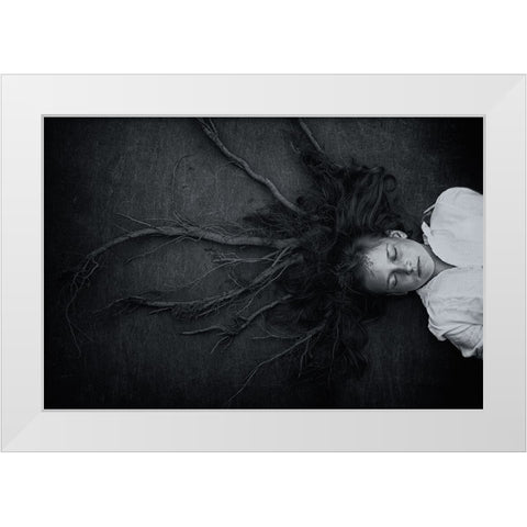 Roots White Modern Wood Framed Art Print by Delrue, Mirjam