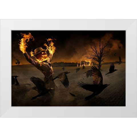 Jack-OA#039;-Scarecrow White Modern Wood Framed Art Print by Kiciak, Christophe