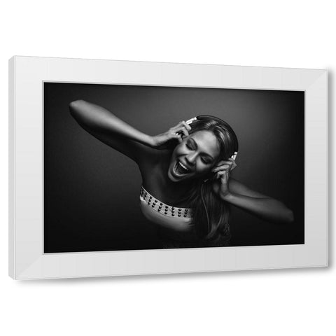 The Sound Of Happiness White Modern Wood Framed Art Print by Schroder, Thomas